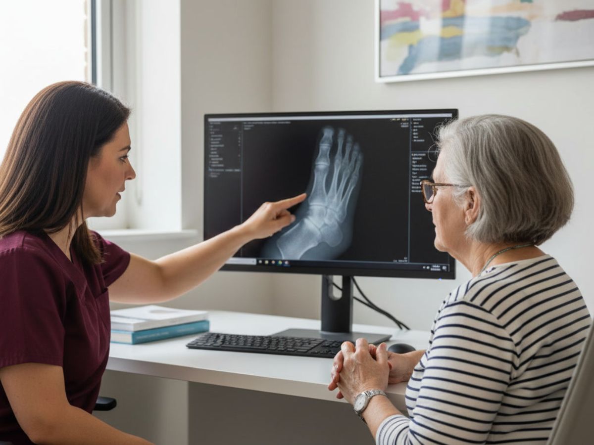 dr ros miller consultation explaining x ray foot