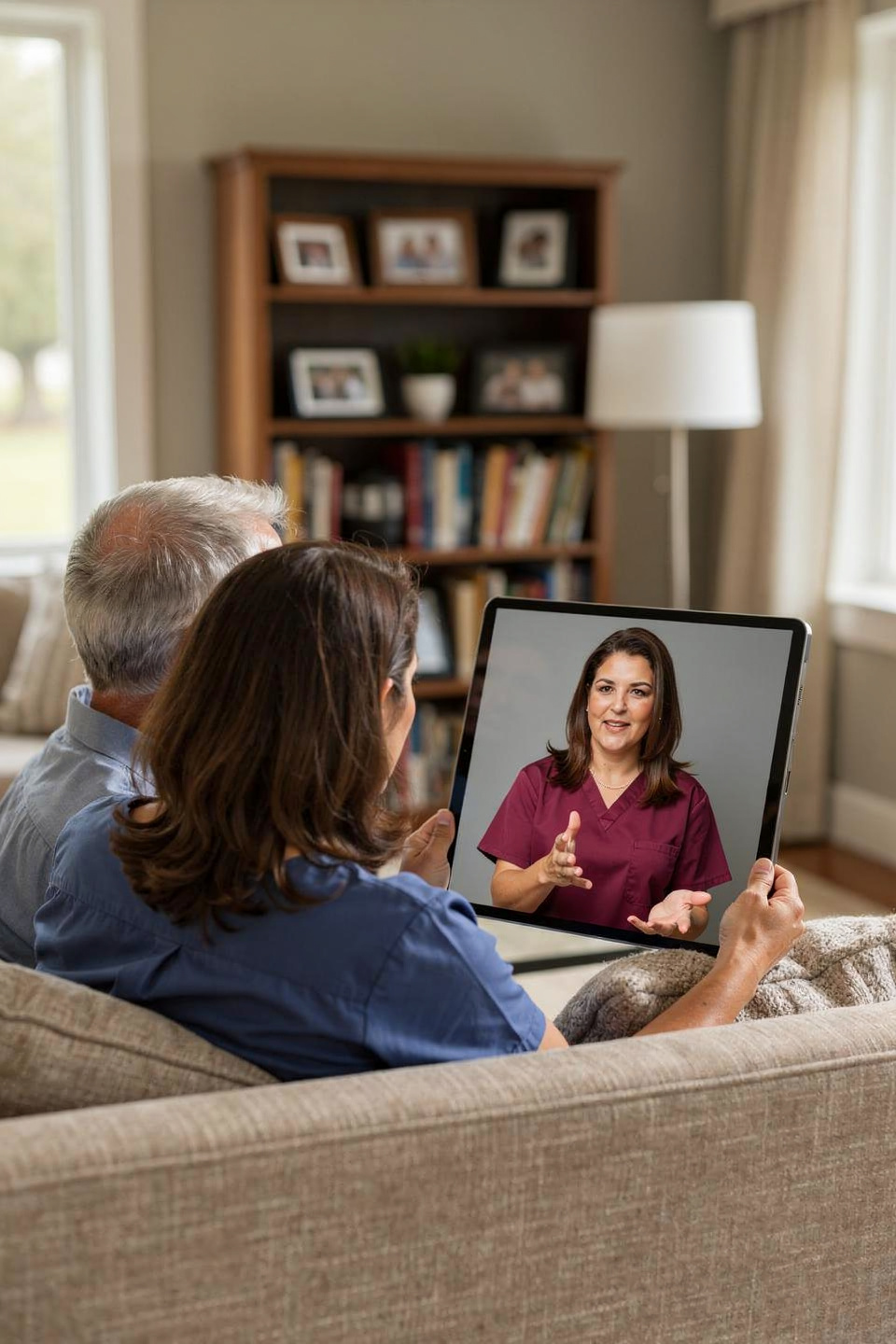 Couple having a telemedicne consultation with Dr Ros Miller
